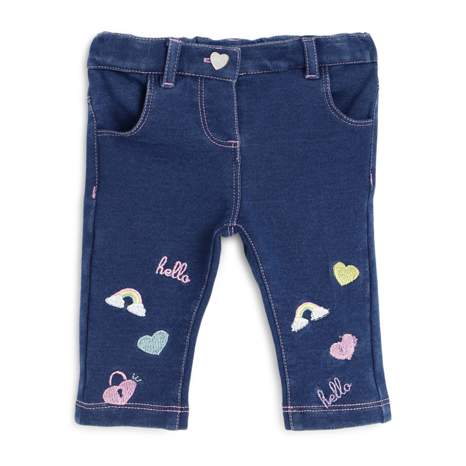 Buy Online Girls Medium Blue Printed Long Trouser Girl Trousers